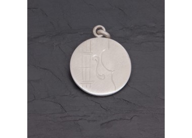 Médaille Violon en argent antique satiné 20 mm | Pattrice