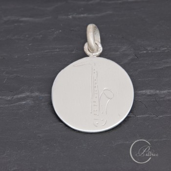 Médaille Saxophone en argent gravée main | Pattrice