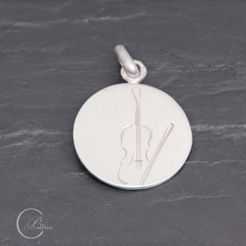 Médaille Violon en argent gravée main | Pattrice