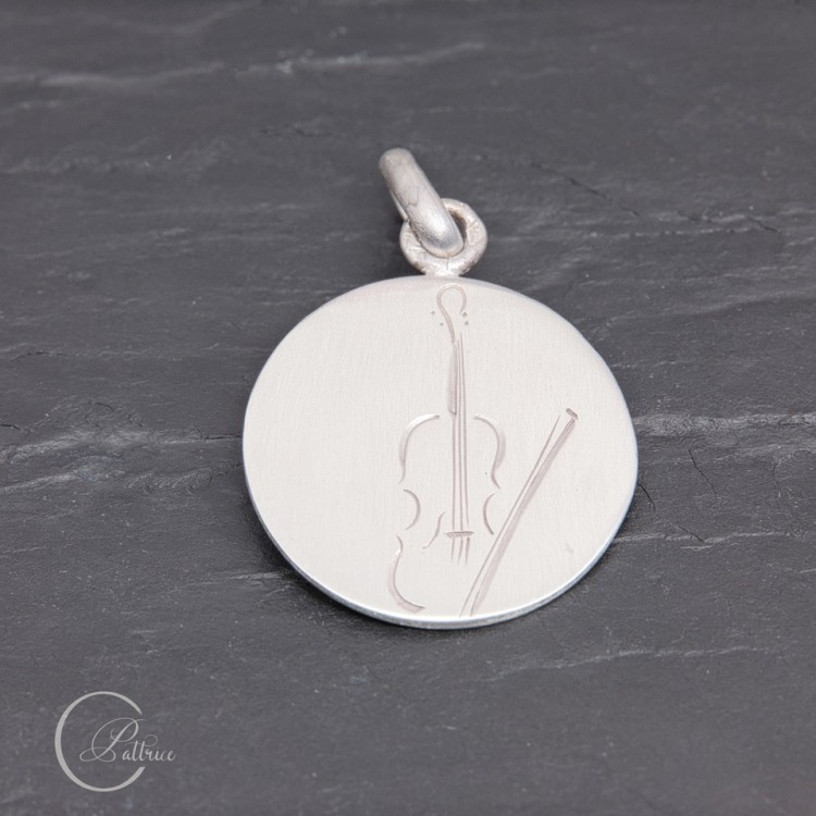 Médaille Violon en argent gravée main | Pattrice