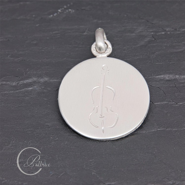 Médaille Violoncelle en argent gravée main | Pattrice