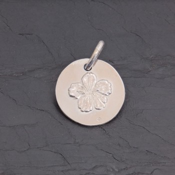Médaille Fleur de cerisier en argent patiné 16 mm | Pattrice