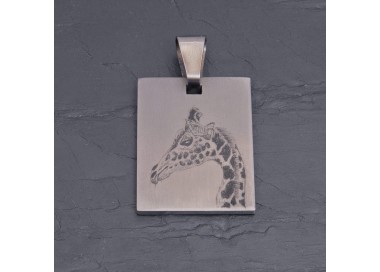 Médaille Girafe en titane gravée main | Pattrice
