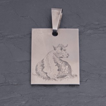 Médaille Vache en titane gravée main | Pattrice