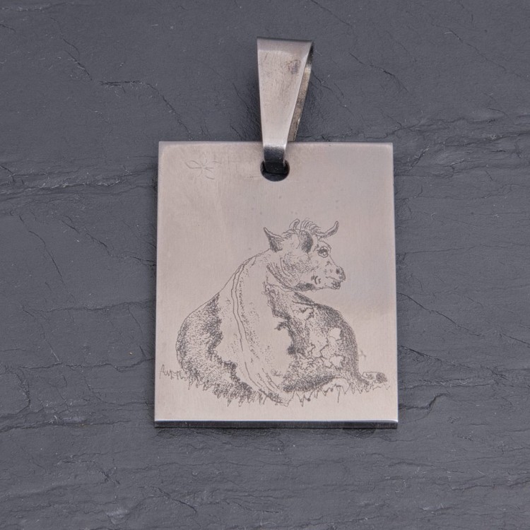 Médaille Vache en titane gravée main | Pattrice
