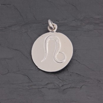 Médaille zodiaque Lion argent rhodié gravée main | Pattrice