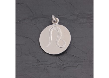 Médaille zodiaque Lion argent rhodié gravée main | Pattrice