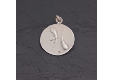 Médaille zodiaque Poissons en argent brillant | Pattrice