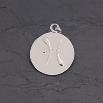 Médaille zodiaque Poissons en argent rhodié | Pattrice