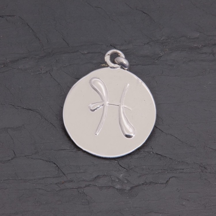 Médaille zodiaque Poissons en argent rhodié | Pattrice