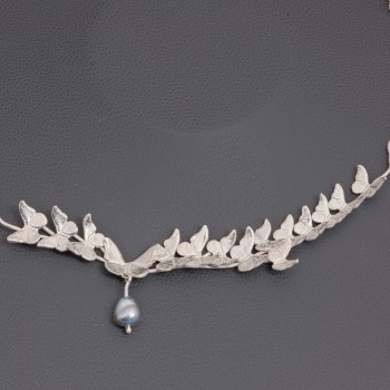 Collier papillons en argent et perle keshi | Pattrice