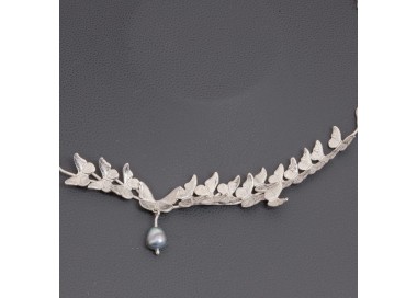 Collier papillons en argent et perle keshi | Pattrice