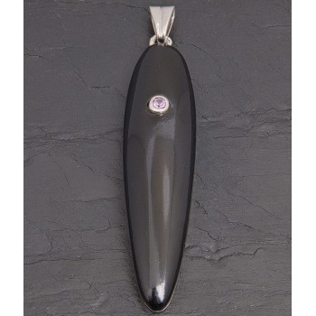 Pendentif fuseau en jais et saphir rose | Pattrice