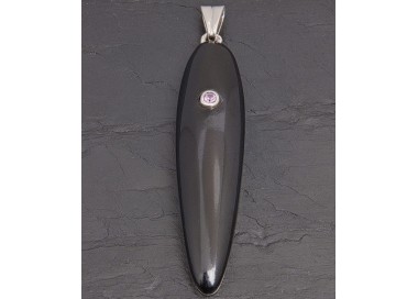 Pendentif fuseau en jais et saphir rose | Pattrice