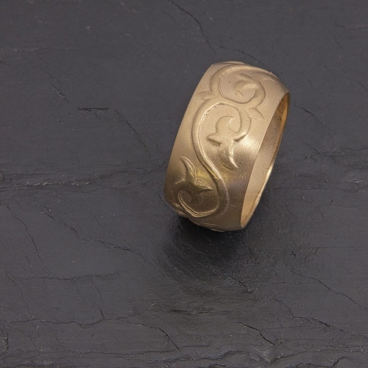 Bague jonc en vermeil satiné gravée main | Pattrice