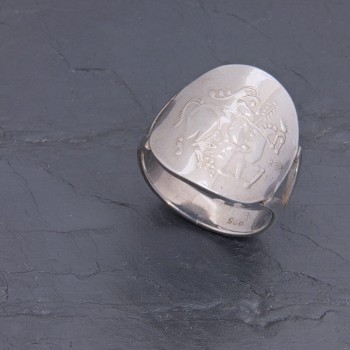 Bague gauloise C1-2 à palmette en argent rhodié | Pattrice