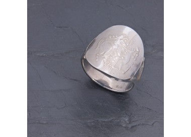 Bague gauloise C1-2 à palmette en argent rhodié | Pattrice