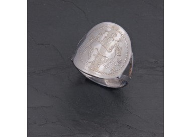 Bague gauloise C2-2 à palmettes en argent rhodié | Pattrice