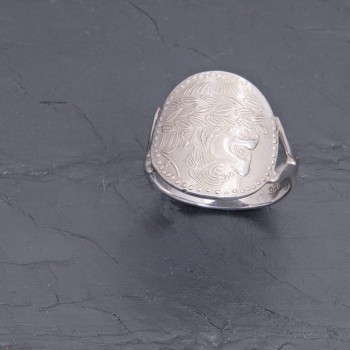 Bague gauloise C2-1 à palmettes en argent rhodié | Pattrice
