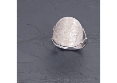 Bague gauloise C2-1 à palmettes en argent rhodié | Pattrice