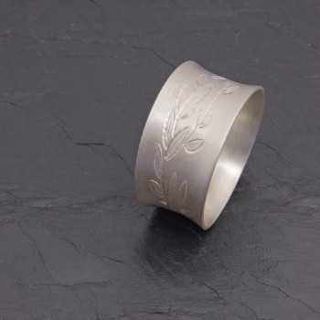 Bague yoyo argent chemin de feuilles taille douce | Pattrice