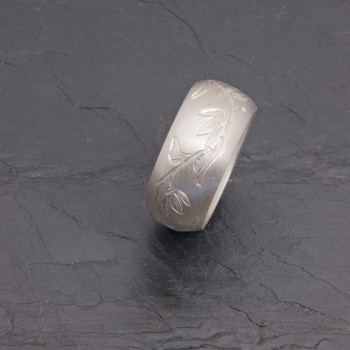 Bague jonc creux argent chemin de feuilles | Pattrice