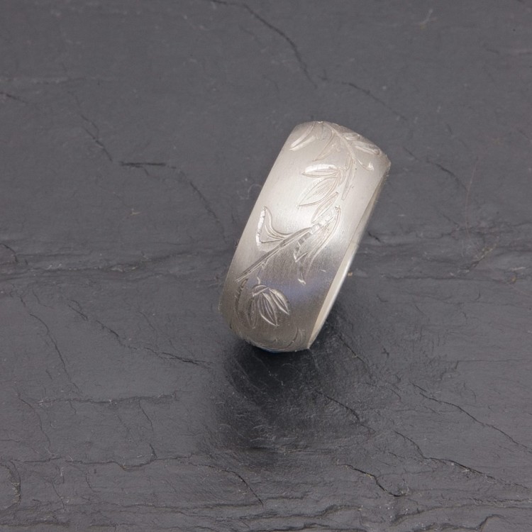Bague jonc creux argent chemin de feuilles | Pattrice
