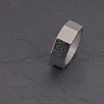 Bague boulon en acier damassé faite main | Pattrice