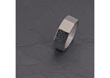 Bague boulon en acier damassé faite main | Pattrice
