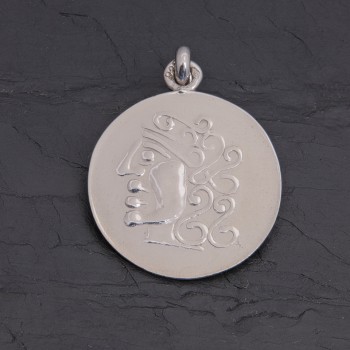 Médaille gauloise Tête celte CTS-4 argent patiné | Pattrice