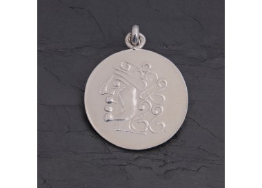 Médaille gauloise Tête celte CTS-4 argent patiné | Pattrice